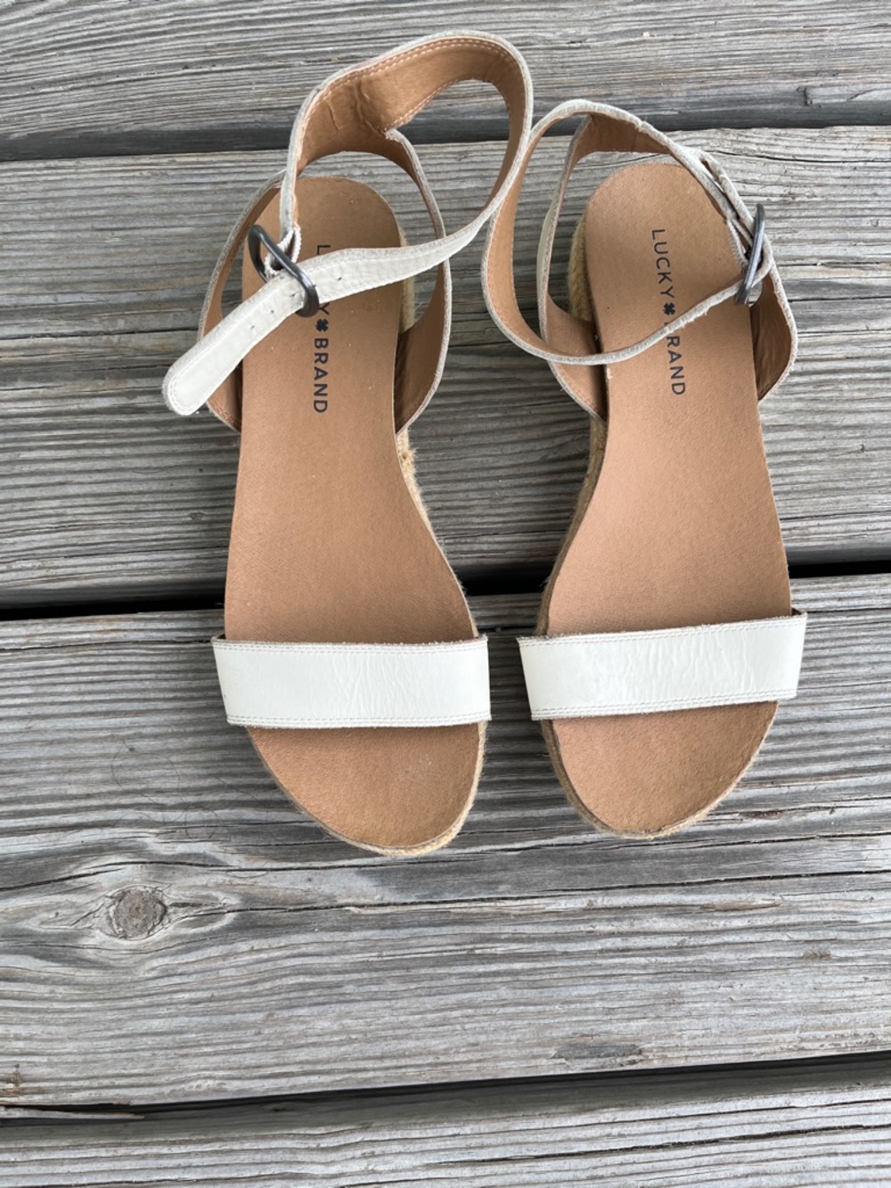 Lucky Brand Cream Ankle-Strap Sandals